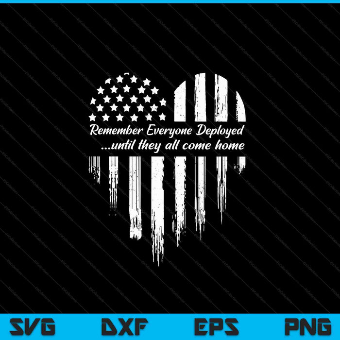 Red Friday remember everyone deployed American flag heart SVG cut file