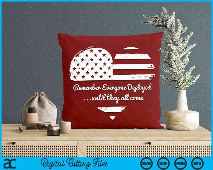 Red Friday Remember Everyone Deployed American Flag Heart SVG PNG Digital Cutting File