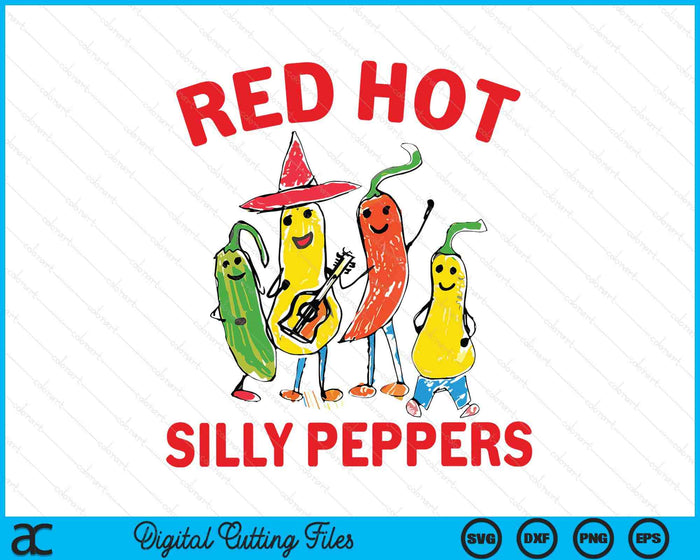 Red Hot Silly Peppers SVG PNG Digital Printable Files