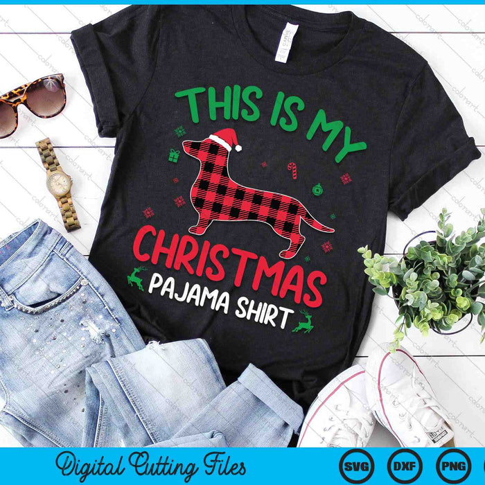 Red Plaid Ugly This Is My Dachshund Dog Christmas Pajama SVG PNG Digital Printable Files