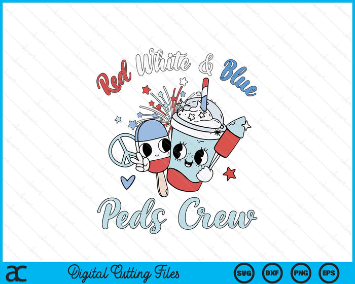 Red White Blue Peds Crew 4th Of July Pediatric Nurse Coffee SVG PNG Digital Cutting File