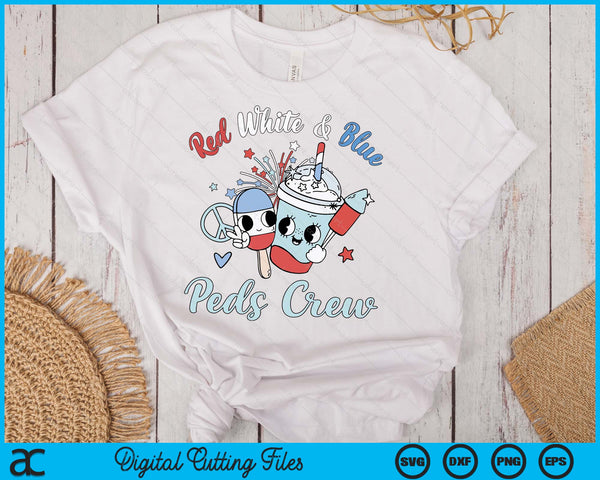 Red White Blue Peds Crew 4th Of July Pediatric Nurse Coffee SVG PNG Digital Cutting File