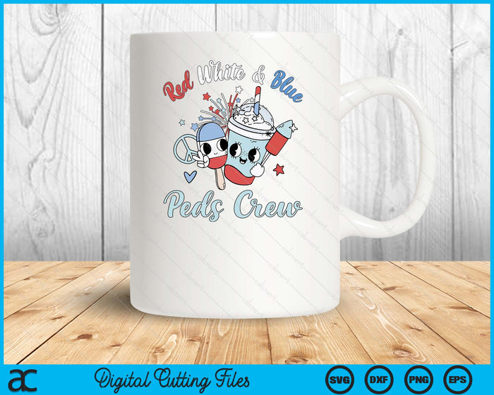 Red White Blue Peds Crew 4th Of July Pediatric Nurse Coffee SVG PNG Digital Cutting File