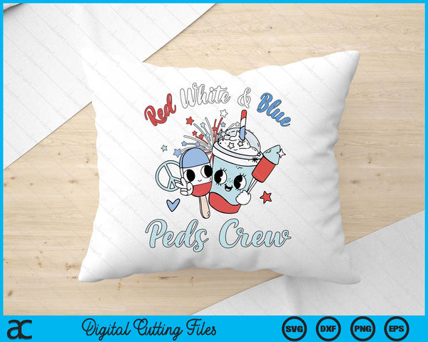Red White Blue Peds Crew 4th Of July Pediatric Nurse Coffee SVG PNG Digital Cutting File