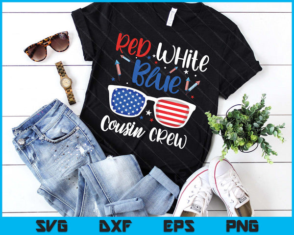 Red White & Blue Cousin Crew 4th Of July Kids USA Sunglasses SVG PNG Digital Printable Files