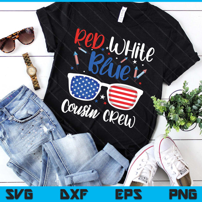 Red White & Blue Cousin Crew 4th Of July Kids USA Sunglasses SVG PNG Digital Printable Files