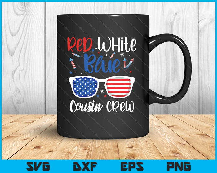 Red White & Blue Cousin Crew 4th Of July Kids USA Sunglasses SVG PNG Digital Printable Files