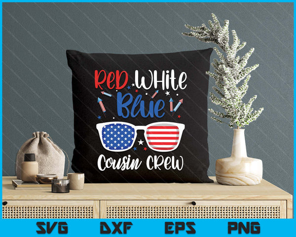 Red White & Blue Cousin Crew 4th Of July Kids USA Sunglasses SVG PNG Digital Printable Files