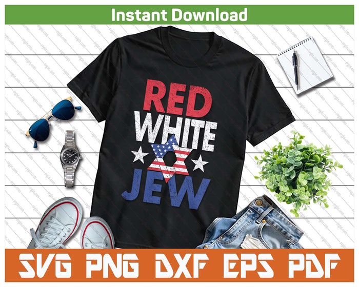 Red White & Jew Usa American Flag Jewish Star Of David SVG PNG Digital Printable Files