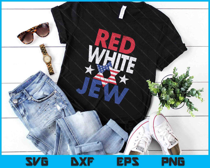Red White & Jew Usa American Flag Jewish Star Of David SVG PNG Digital Printable Files