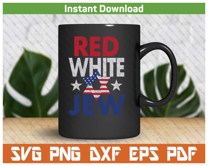 Red White & Jew Usa American Flag Jewish Star Of David SVG PNG Digital Printable Files