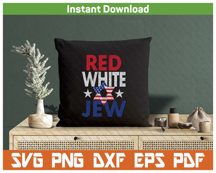 Red White & Jew Usa American Flag Jewish Star Of David SVG PNG Digital Printable Files