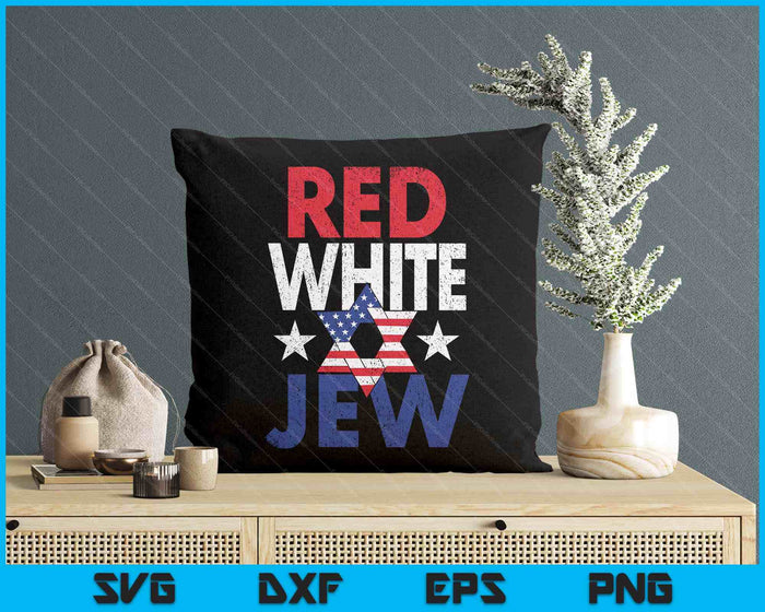 Red White & Jew Usa American Flag Jewish Star Of David SVG PNG Digital Printable Files