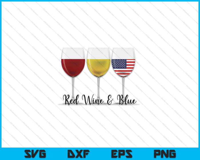 Rode wijn & blauw 4 juli SVG PNG snijden afdrukbare bestanden