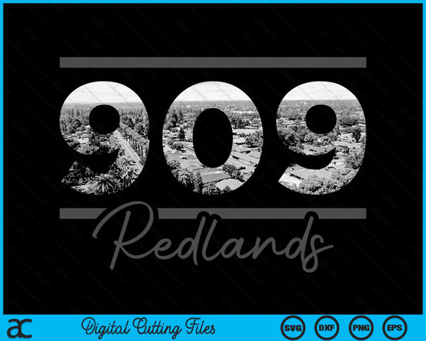 Redlands 909 Netnummer Skyline Californië Vintage SVG PNG digitale snijbestanden