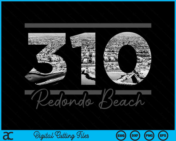 Redondo Beach 310 Netnummer Skyline Californië Vintage SVG PNG digitale snijbestanden