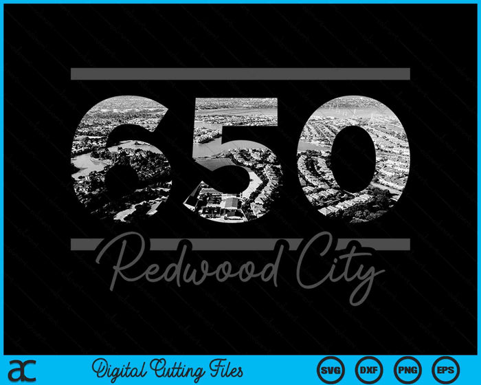 Redwood City 650 Netnummer Skyline Californië Vintage SVG PNG digitale snijbestanden