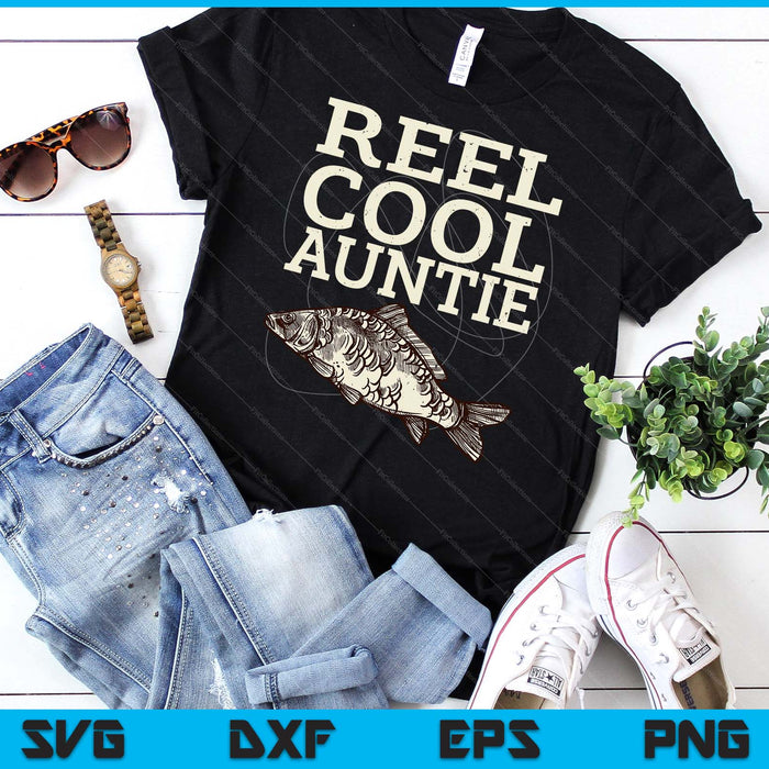 Reel Cool Auntie Fly Fishing Walleye Fishing Pole SVG PNG Digital Cutting Files