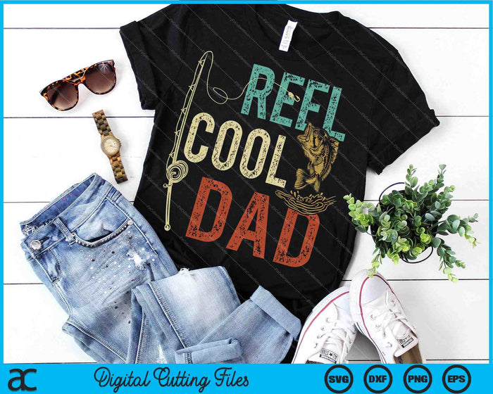 Reel Cool Dad Fishing Gift Father's Day Fisherman SVG PNG Cutting Printable Files