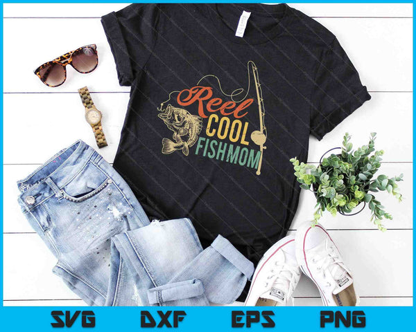 Reel Cool Fish Mom SVG PNG Cutting Printable Files - on a t-shirt