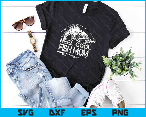 Reel Cool Fish Mom SVG PNG Digital Cutting Files - on a t-shirt