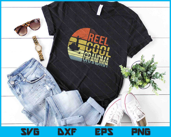 Reel Cool Grandma Fishing SVG PNG Cutting Printable Files - on a t-shirt