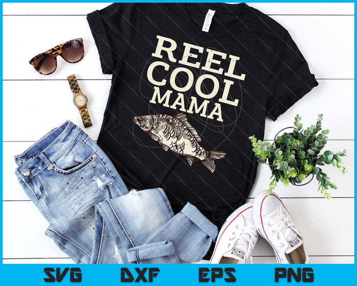 Reel Cool Mama Fly Fishing Walleye Fishing Pole SVG PNG Digital Cutting Files