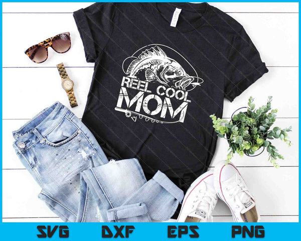 Reel Cool Mom Fishing SVG PNG Digital Cutting Files - on a t-shirt