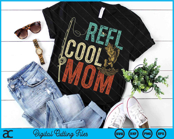 Reel Cool Mom Fishing Gift SVG PNG Cutting Printable Files - on a t-shirt