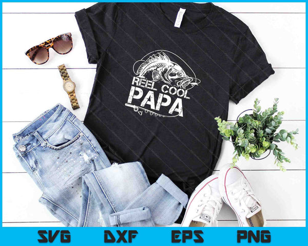 Reel Cool Papa Fishing SVG PNG Digital Cutting Files - on a t-shirt