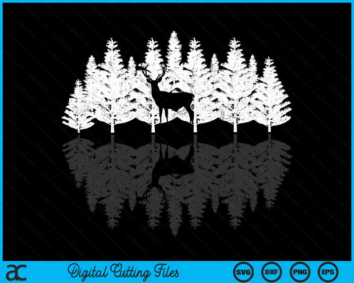 Reflection Forest Trees Outdoor Nature Wildlife Animal Deer SVG PNG Digital Cutting Files