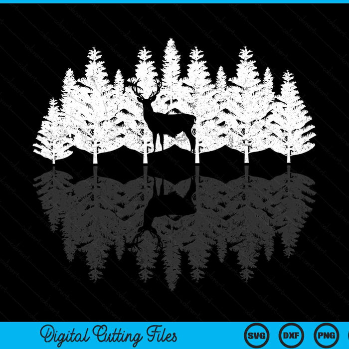 Reflection Forest Trees Outdoor Nature Wildlife Animal Deer SVG PNG Digital Cutting Files