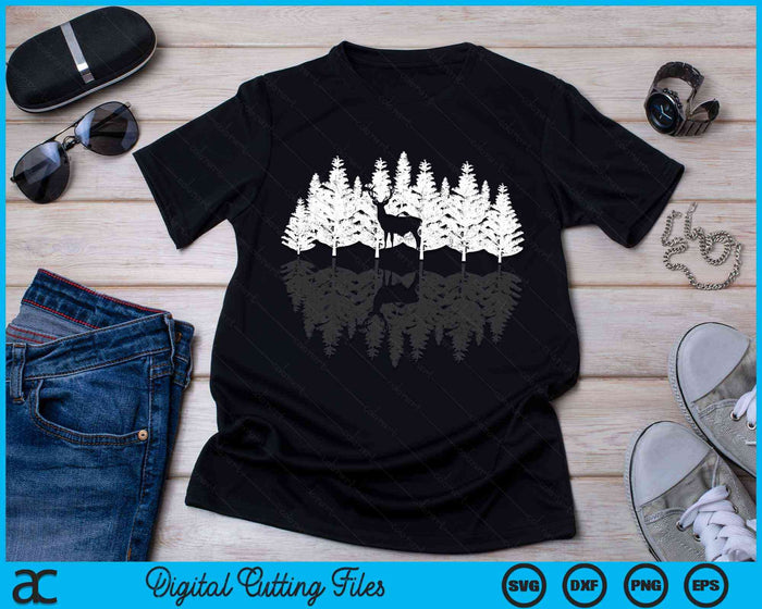 Reflection Forest Trees Outdoor Nature Wildlife Animal Deer SVG PNG Digital Cutting Files