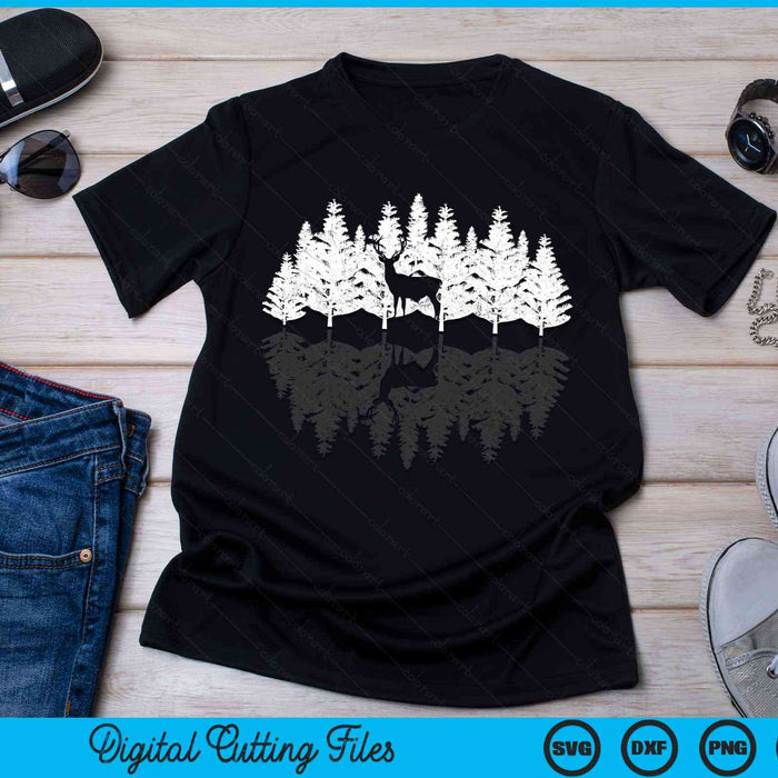 Reflection Forest Trees Outdoor Nature Wildlife Animal Deer SVG PNG Digital Cutting Files