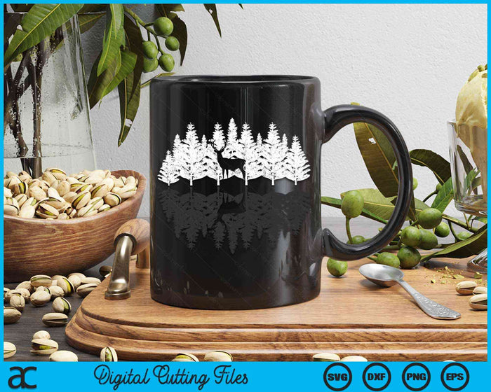 Reflection Forest Trees Outdoor Nature Wildlife Animal Deer SVG PNG Digital Cutting Files