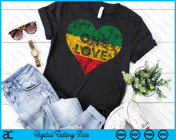 Reggae Heart One Love Rasta Reggae Música Rastafari Jamaica SVG PNG Archivos de corte