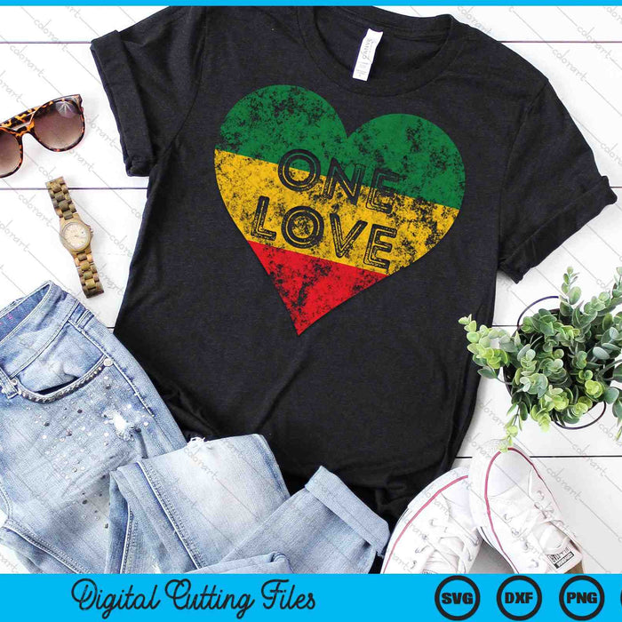 Reggae Heart One Love Rasta Reggae Música Rastafari Jamaica SVG PNG Archivos de corte