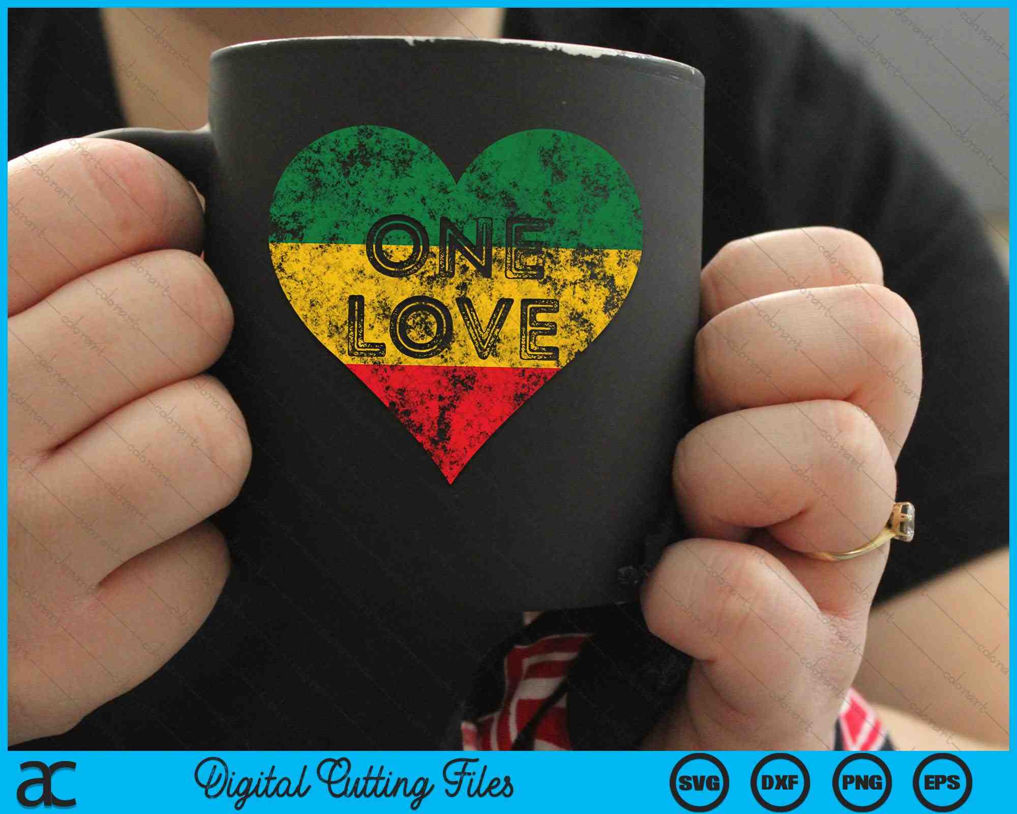 Reggae Heart One Love Rasta Reggae Music Rastafarian Jamaica SVG Files ...