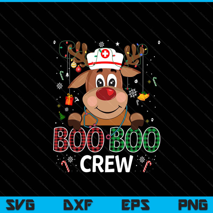 Reindeer Boo Boo Crew Nurse Buffalo Plaid Christmas Nurse SVG PNG Digital Printable Files