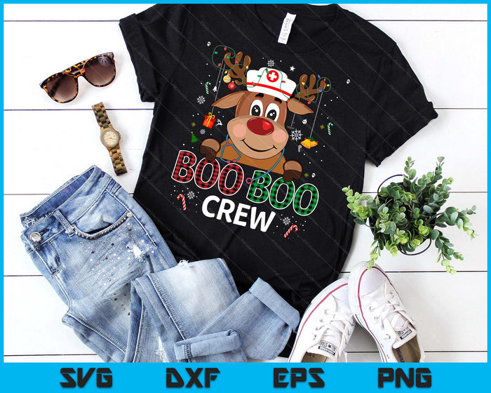 Reindeer Boo Boo Crew Nurse Buffalo Plaid Christmas Nurse SVG PNG Digital Printable Files