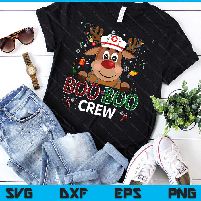 Reindeer Boo Boo Crew Nurse Buffalo Plaid Christmas Nurse SVG PNG Digital Printable Files