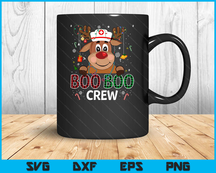 Reindeer Boo Boo Crew Nurse Buffalo Plaid Christmas Nurse SVG PNG Digital Printable Files