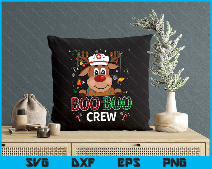 Reindeer Boo Boo Crew Nurse Buffalo Plaid Christmas Nurse SVG PNG Digital Printable Files