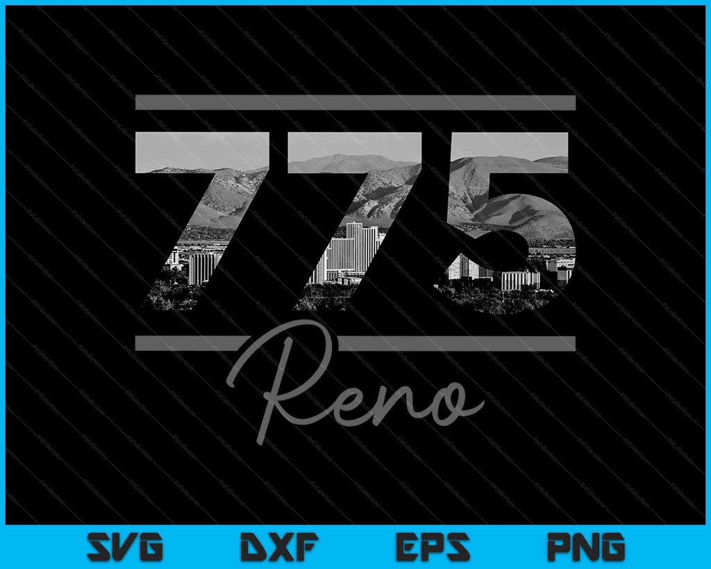 Reno 775 Area Code Skyline Nevada Vintage SVG PNG Cutting Files ...