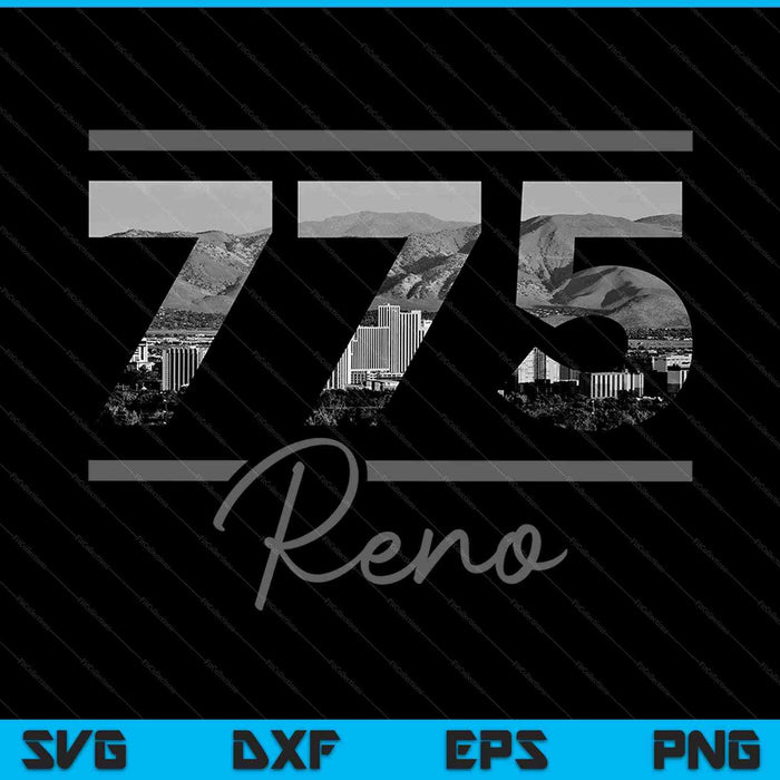 Reno 775 Netnummer Skyline Nevada Vintage SVG PNG Snijden afdrukbare bestanden