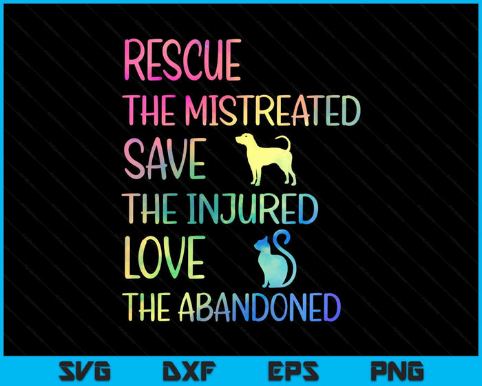 Rescue Save Love Pet Animal Shelter Volunteer Gifts Sleeve SVG PNG Digital Printable Files