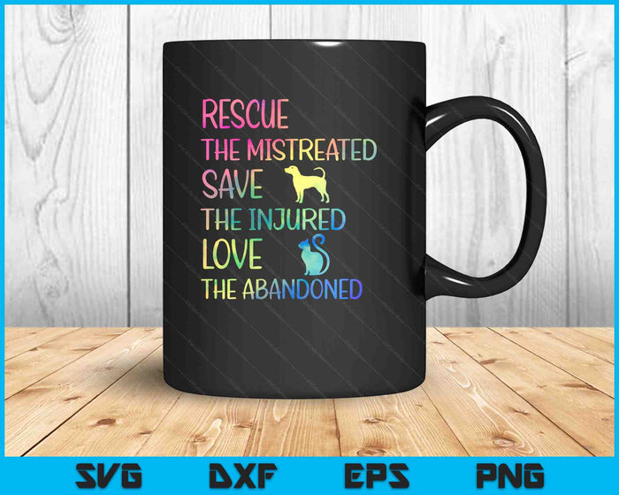 Rescue Save Love Pet Animal Shelter Volunteer Gifts Sleeve SVG PNG Digital Printable Files