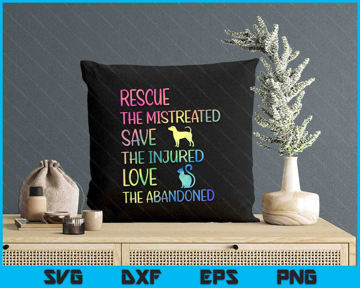 Rescue Save Love Pet Animal Shelter Volunteer Gifts Sleeve SVG PNG Digital Printable Files