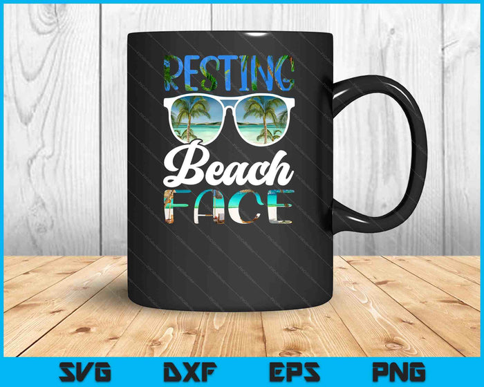 Resting Beach Face Vintage Retro Beach Vacation SVG PNG Cutting Printable Files