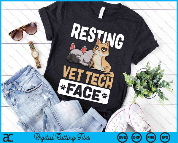 Resting Vet Tech Face Veterinary Assistant SVG PNG Digital Cutting Files